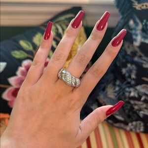 Silver Braided Ring with CZ stones (NEW)